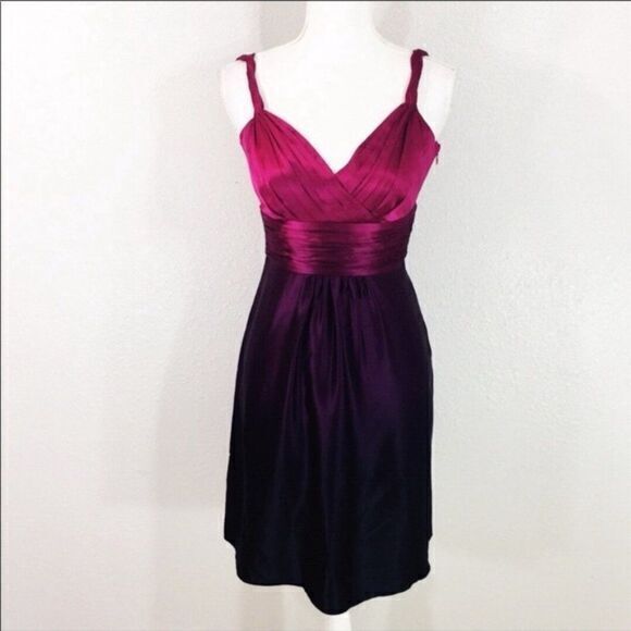 Ann Taylor 100% silk pink purple ombré dress‎ midi - Picture 1 of 14